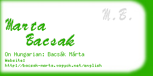 marta bacsak business card